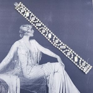 Vintage prong set wide Rhinestone bracelet